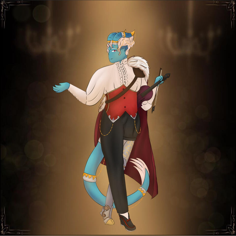 Dexur in a ballroom outfit