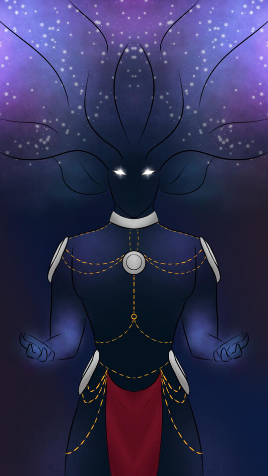 Solaris in god form holding the galaxies (non galaxy ver)